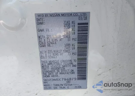 2018 Nissan Rogue S from USA, damaged, VIN 5N1AT2MV8JC786879